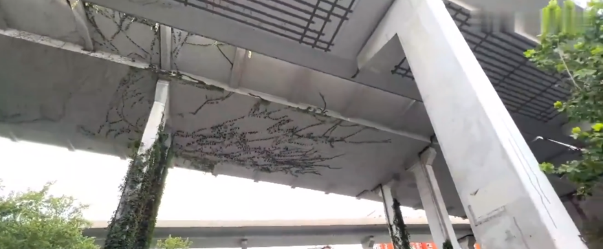 Steel Plate Reinforcement At The Bottom Of The Overpass Bridge Steel Plate Reinforcement At The Bottom Of The Overpass Bridge